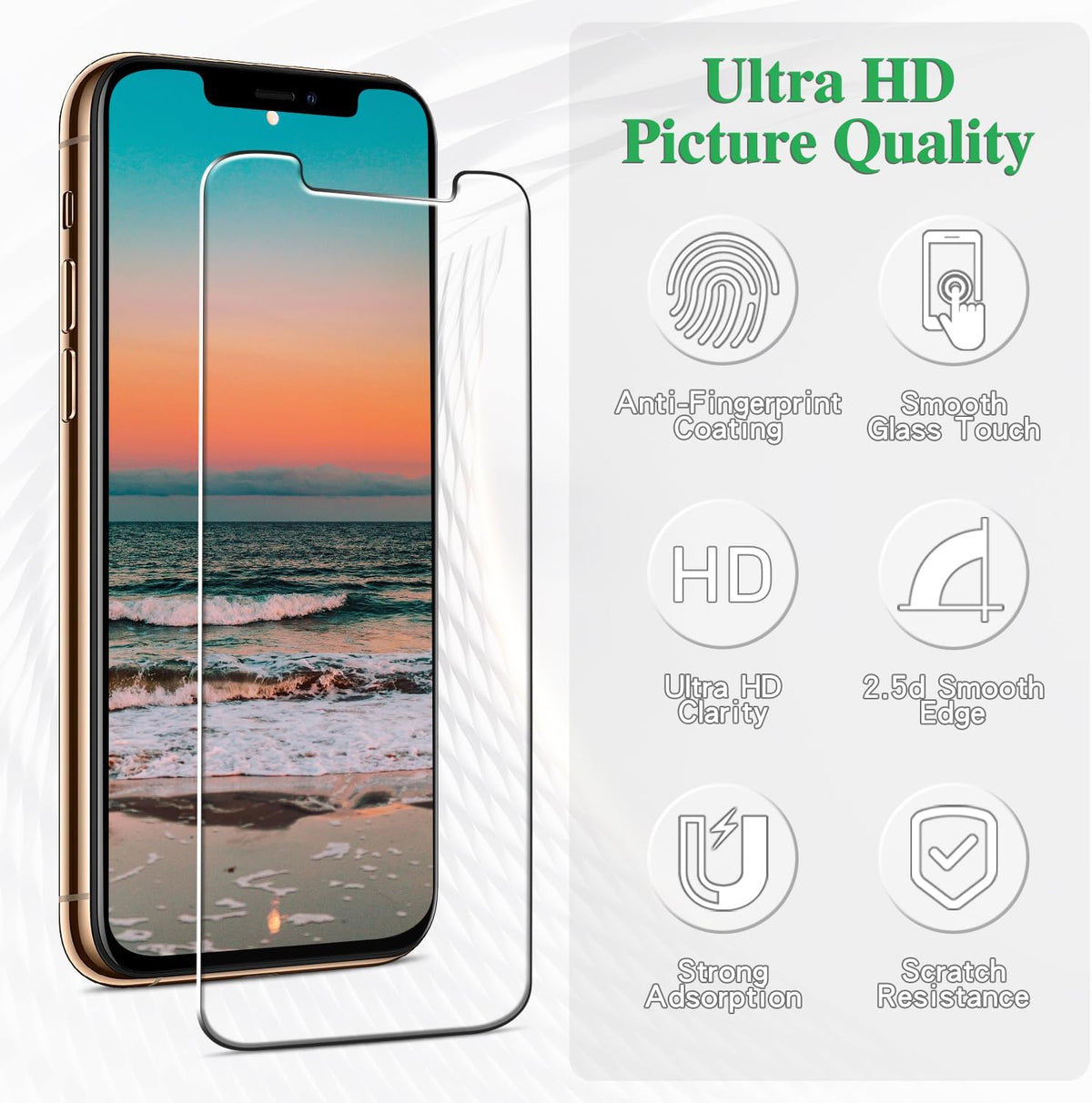 Pokolan 3-Pack Tempered Glass Screen Protector for iPhone 11 Pro, XS, X - 9H Hardness, Easy Install, Bubble-Free