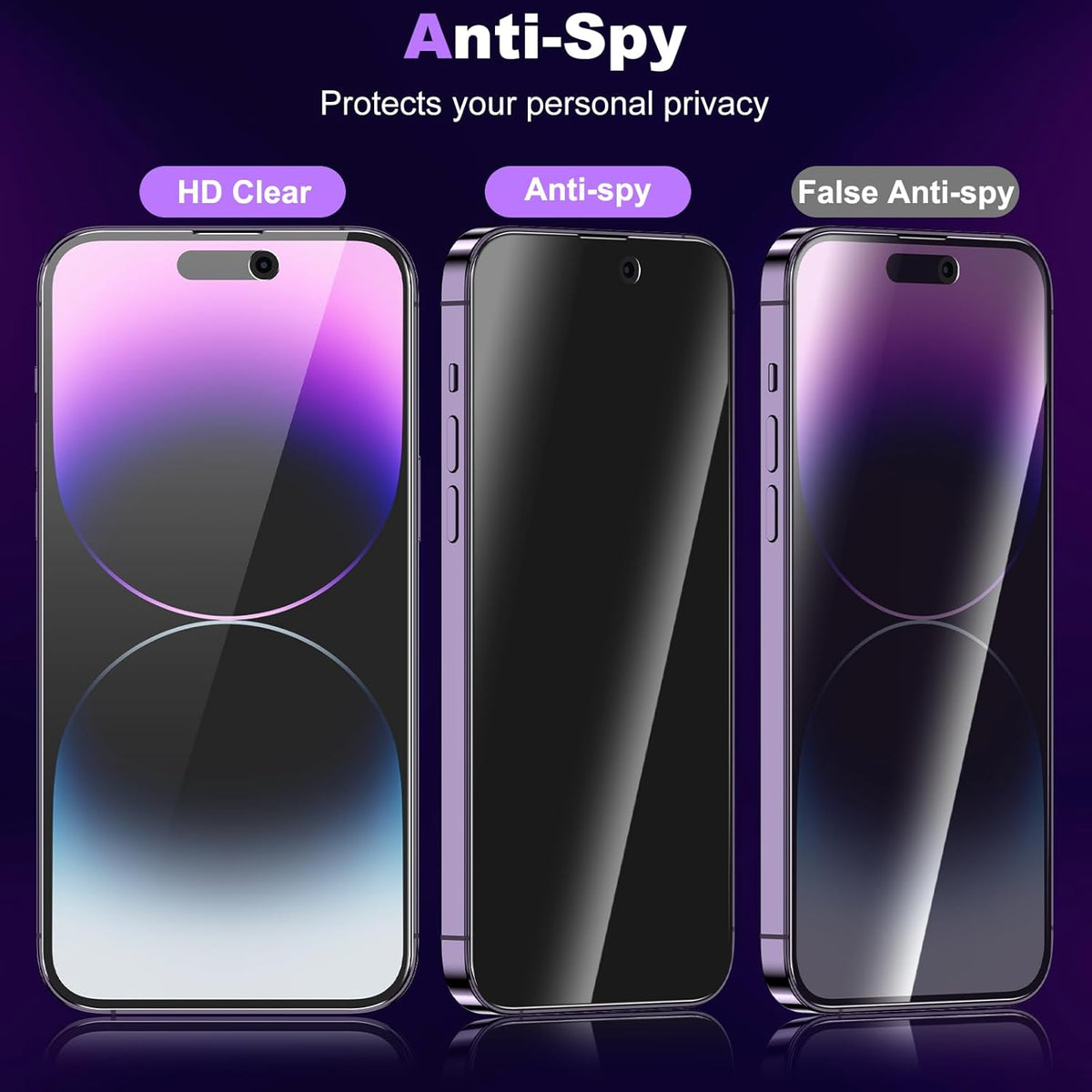 Asstar Privacy Screen Protector [2 Pack] for iPhone 14 Pro Max 6.7", 9H Shatterproof Tempered Glass, Case Friendly,