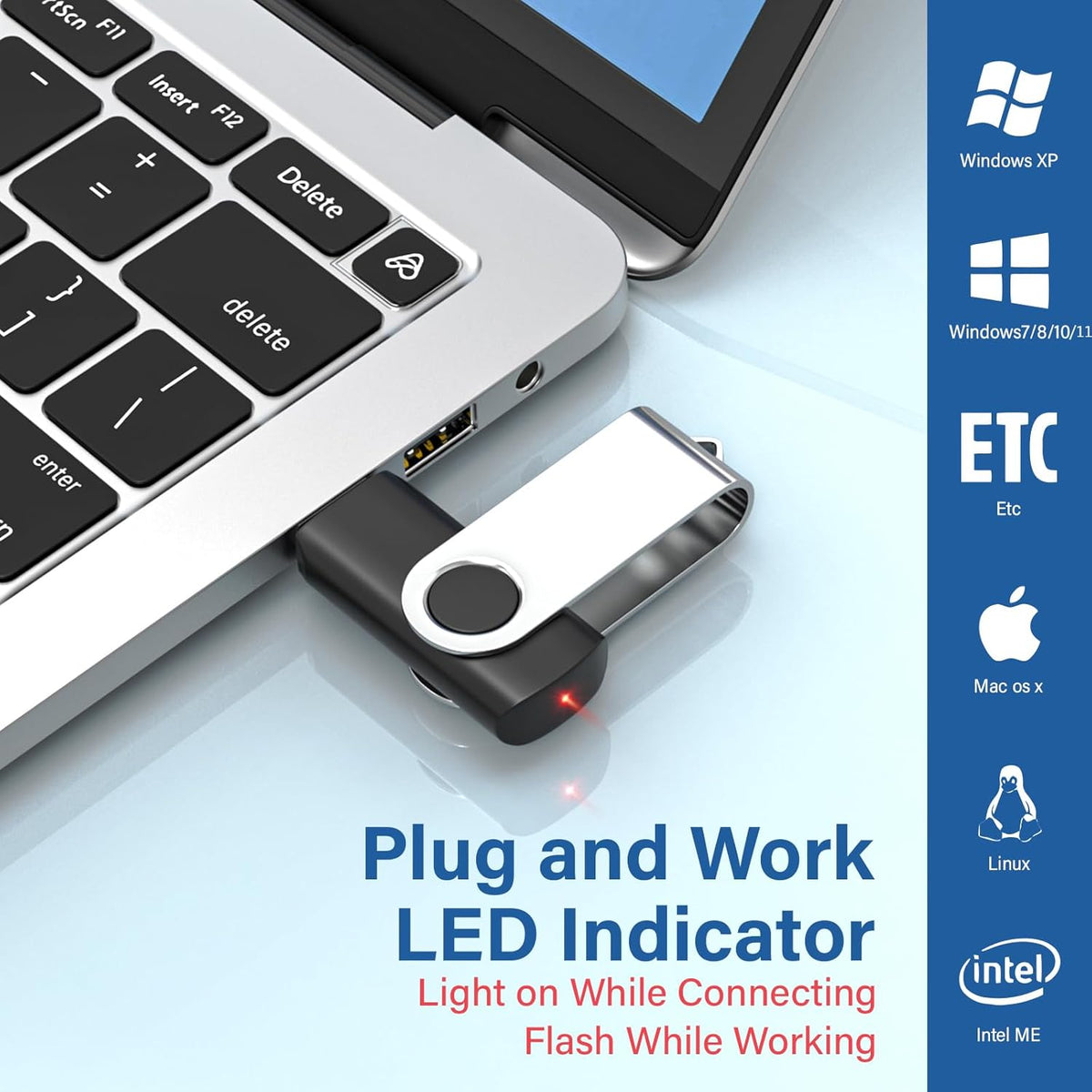 20Pack 1GB USB 2.0 Flash Drive with Keychains,Swivel USB Thumb Drives Memory Stick USB Drive for PC Laptop Computer (Mixcolors)