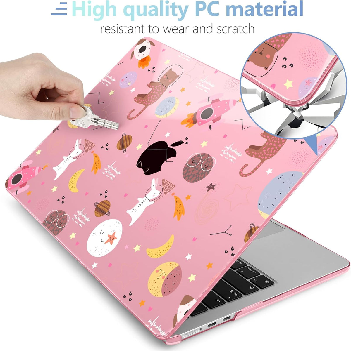 MEEgoodo for M4/M3/M2 MacBook Air 15.3 inch Case 2025 2024 2023, Case Fit Model (A3241/A3114/A2941) for MacBook Air 15 inch, Laptop Hard Shell with Keyboard Cover, Space & Animals
