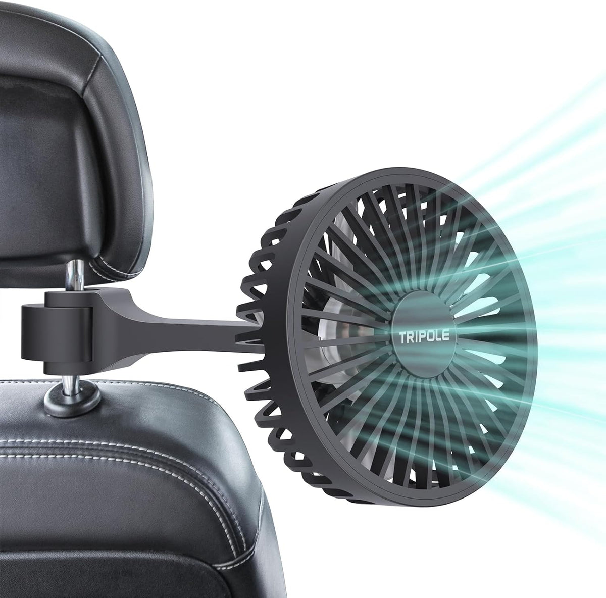 3 5V TriPole Car Fan for Rear Seat USB Powered Powerful Speed Fan with Adjustable Clip for Vehicles SUV RV