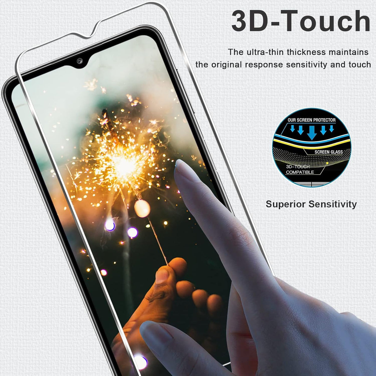 [3+3 Pack] Screen Protector + Camera Lens Protector for Galaxy A32 5G, 9H Hardness Tempered Glass, Scratch Resistant,