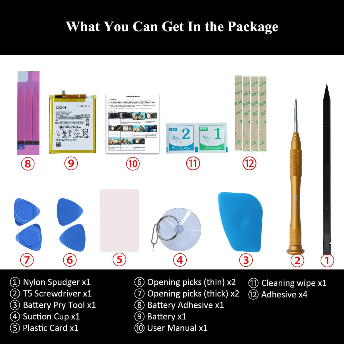 Replacement Battery for Moto G Stylus 2021, Model XT2115 with Repair Tools Kit and User Manual