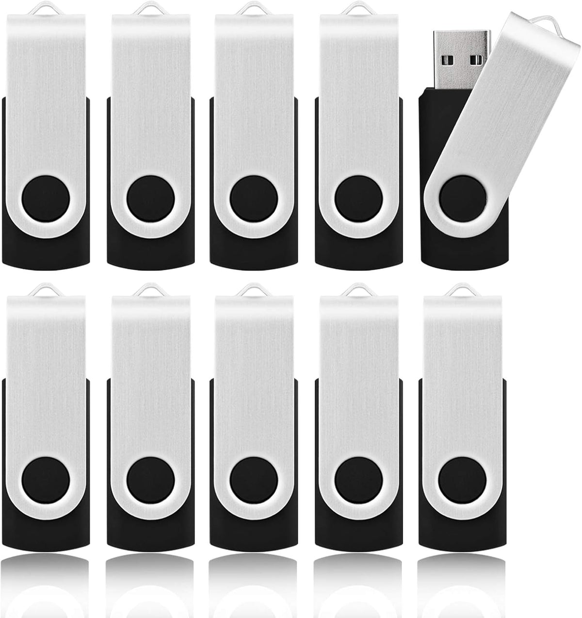 KOOTION 20pcs 1GB USB Flash Drives Bulk Flash Drives 1G Memory Stick Swivel Thumb Drives 2.0, Black, 20 Pack