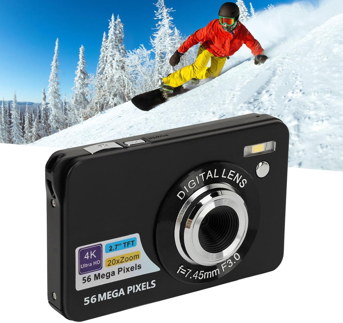 FHD 4K 56MP Compact Digital Camera with 20X Zoom, Autofocus, Waterproof for Photography Vlogging