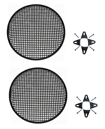 Pair of 10 Inch 10" Universal Metal Car Audio Speaker SubWoofer Waffle Grill Protector Cover With Clips and Screws