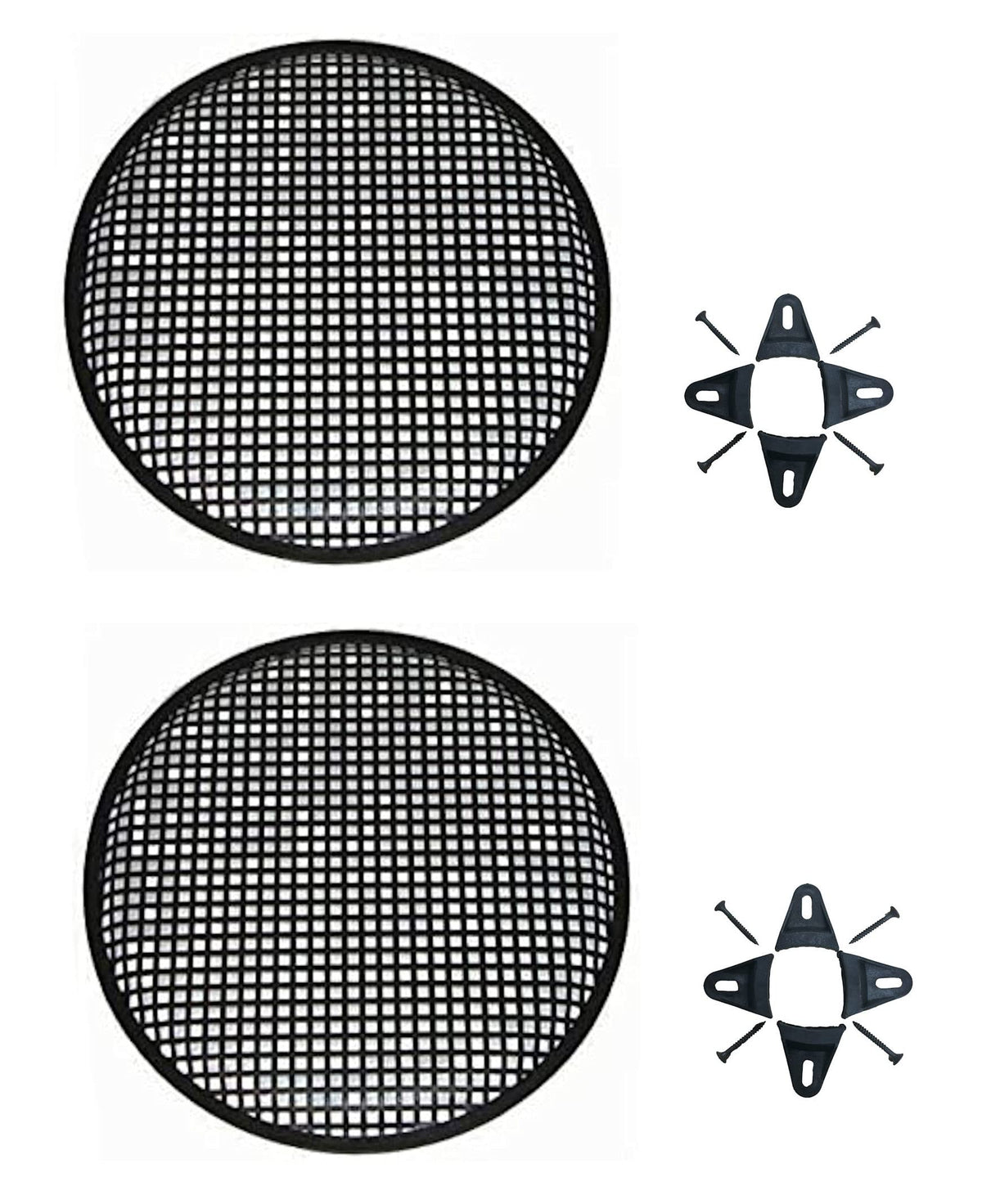 Pair of 10 Inch 10" Universal Metal Car Audio Speaker SubWoofer Waffle Grill Protector Cover With Clips and Screws