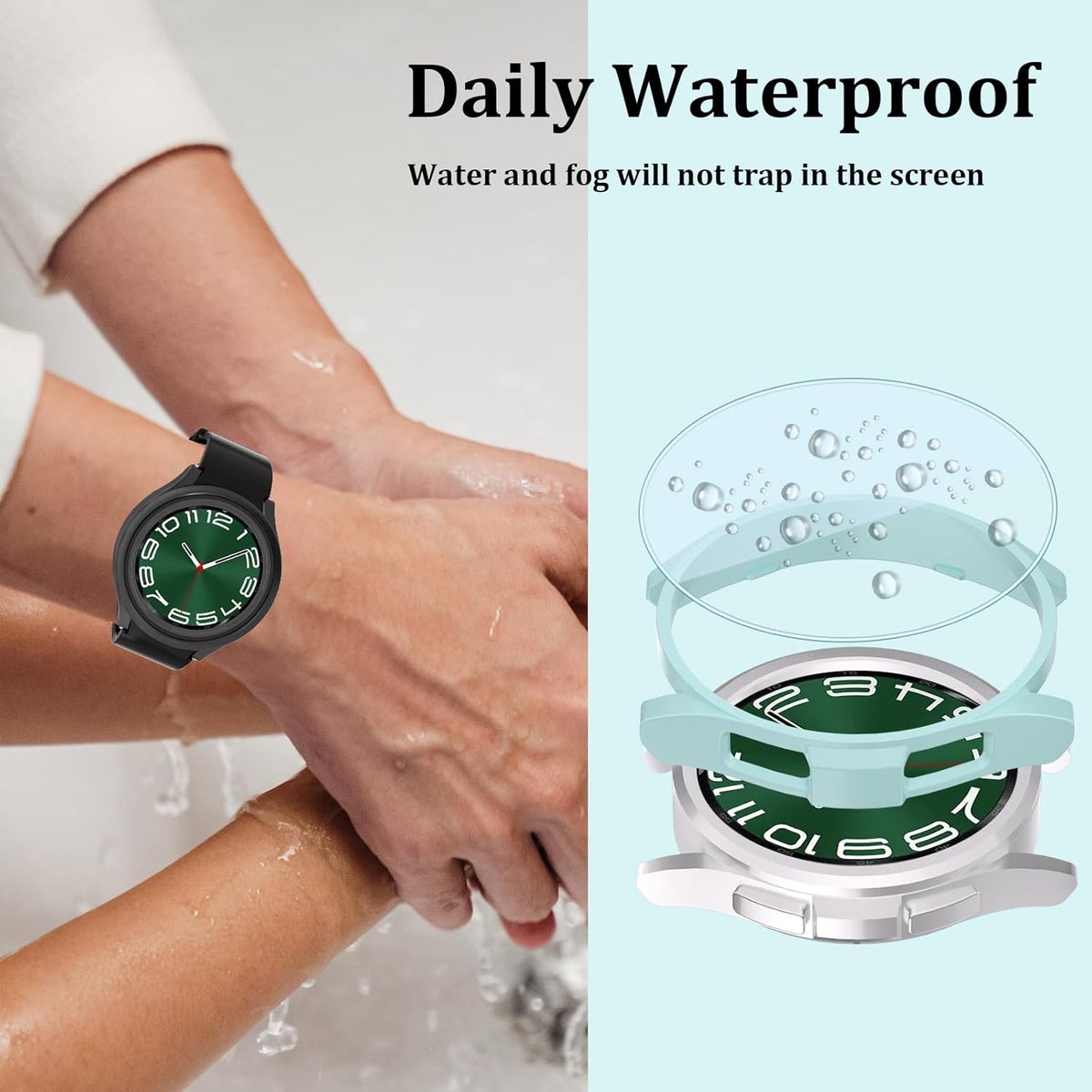 [6+6Pack] Samsung Galaxy Watch 6 Classic Screen Protector Case 43mm - Anti-Fog Tempered Glass Waterproof Bumper Cover