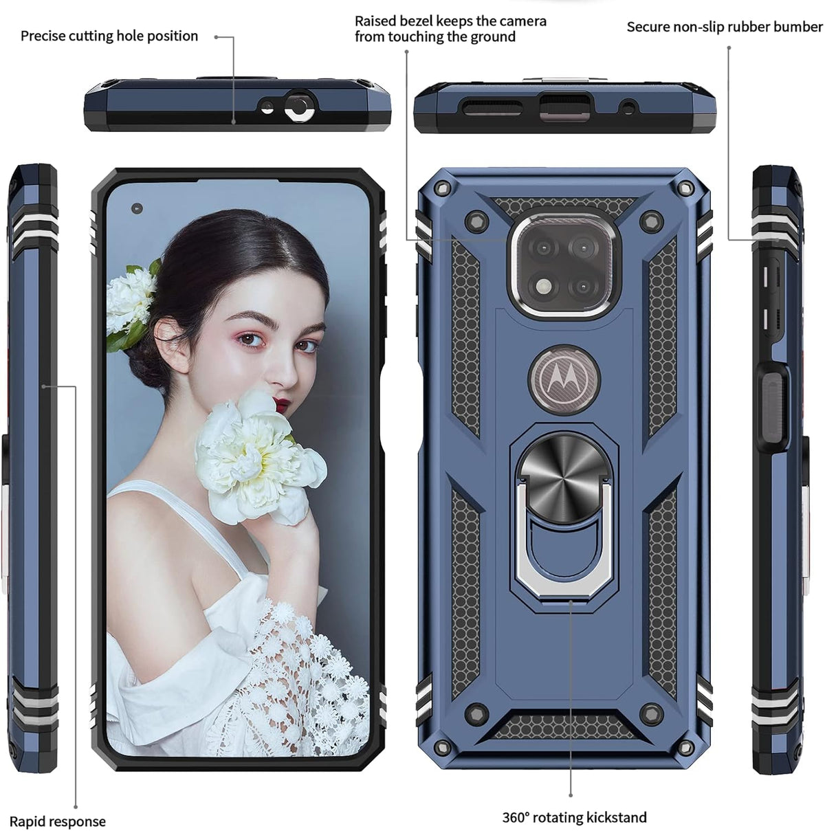 LeYi for Moto G Power 2021 Case with [2 Pack] Tempered Glass Protector, [Military-Grade] Shockproof Case with Ring