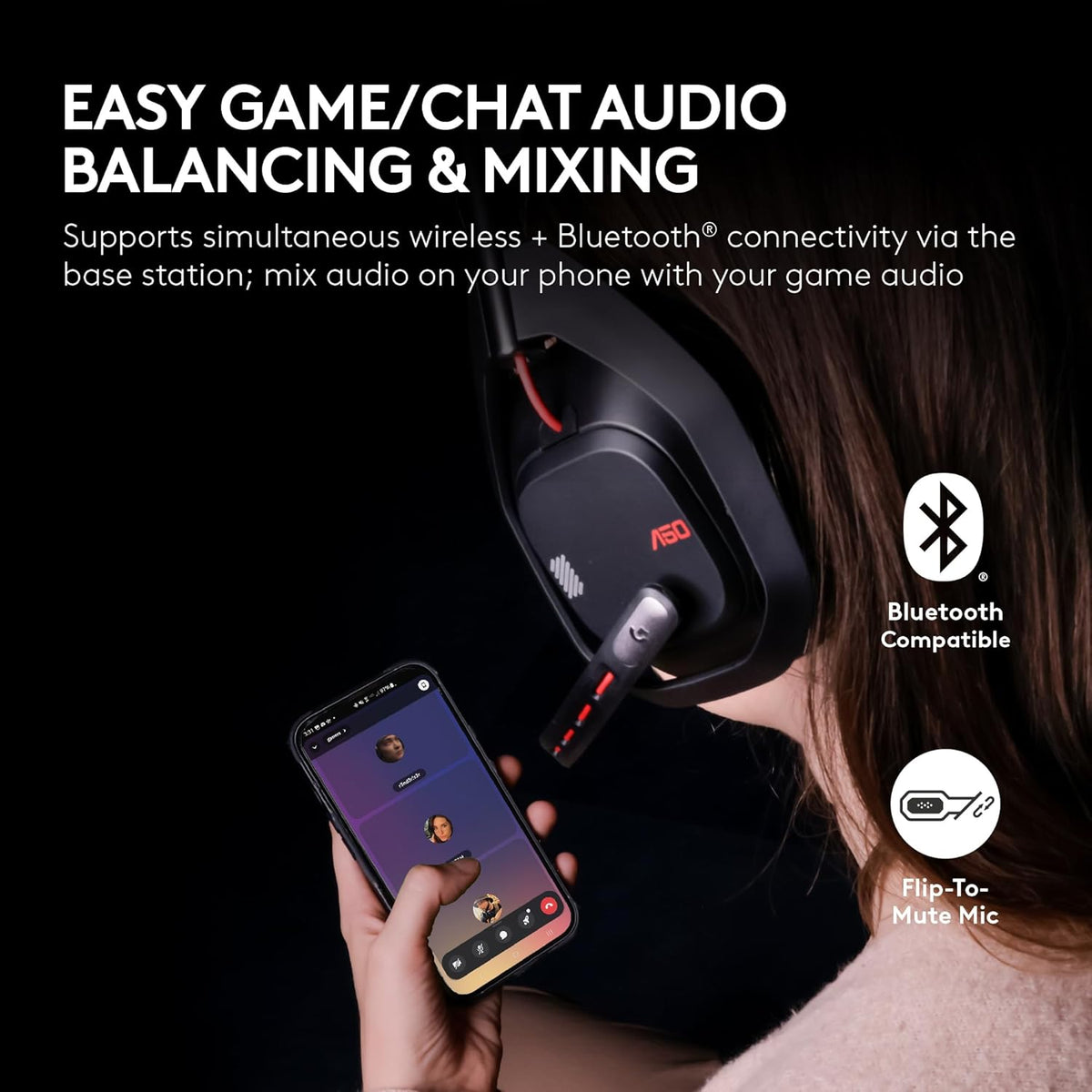 Logitech G Astro A50 Omni-Platform Wireless Gaming Headset + Base Station for PS5, Xbox, PC: PLAYSYNC Audio Switcher, <16 bit/48kHz (Console), <24 bit/48 kHz (PC), 24hr Battery, 2.4GHz & BT - Black