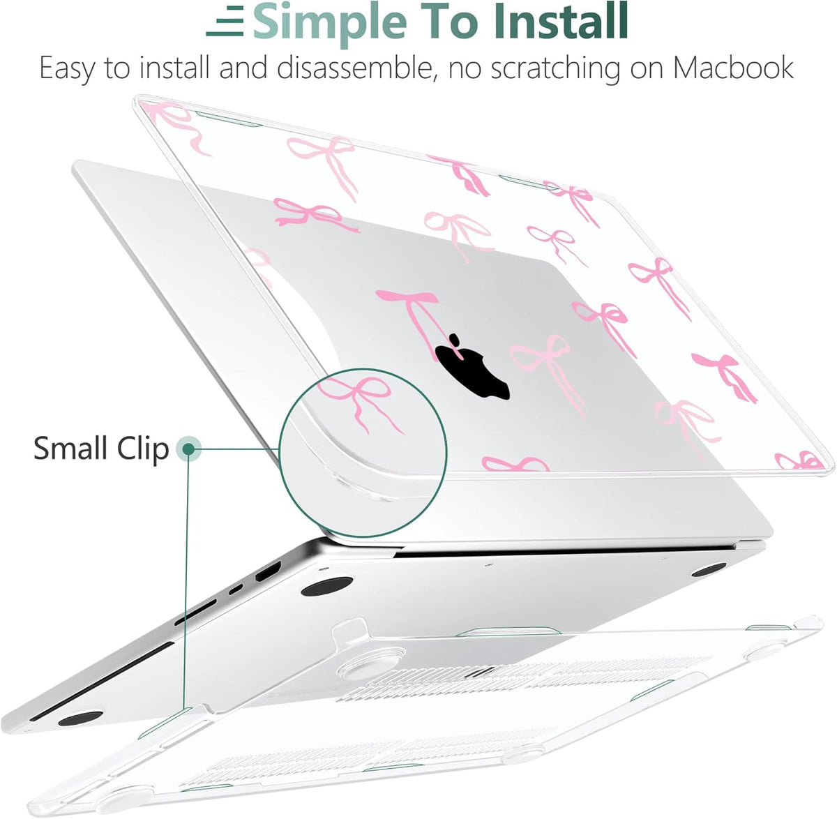 DONGKE for M4 MacBook Pro 16 Inch Case 2024 2023 2021 A3403 A3186 M3 A2991 M2 A2780 M1 A2485 Pro/Max Chip, Plastic Hard Shell Case & Keyboard Cover for Mac Pro 16 with Touch ID, Pink Bows