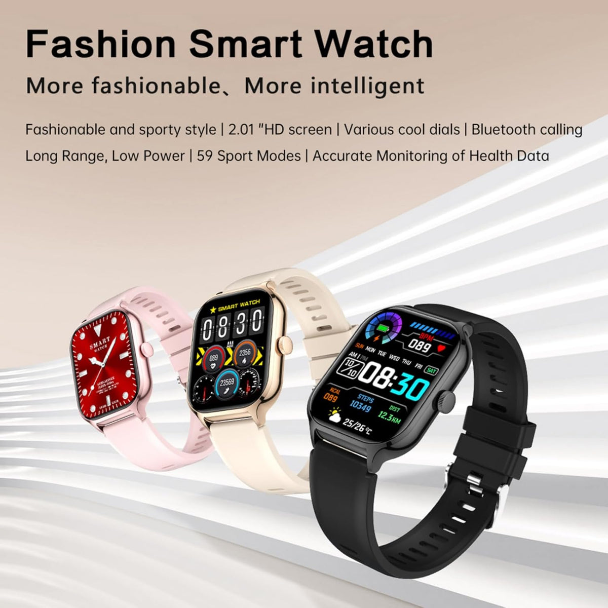 Smart Watch for Women Men, 2.01" IP67 Waterproof, Fitness Watch with Heart Rate Sleep Monitor, Steps Calories Counter