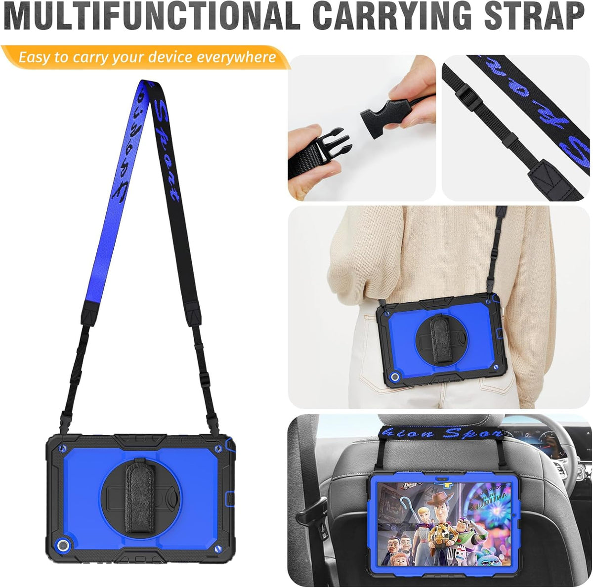HXCASEAC Case for Samsung Galaxy Tab A9+ Plus 11 Inch, Protective with Screen Protector/Hand Strap/Pen Holder, Sturdy Shockproof for Samsung A9 Plus Tablet Case SM-X210 SM-X216 SM-X218 - Blue