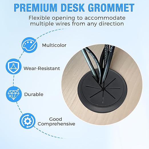 BOPOREAE 4 Pcs Desk Grommet 2-3/8" (60mm), Desk Hole Cover for Cables