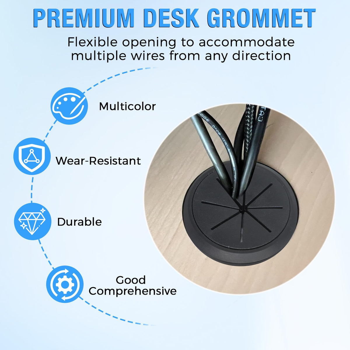 BOPOREAE 4 Pcs Desk Grommet 2" (50mm), Desk Hole Cover for Cables