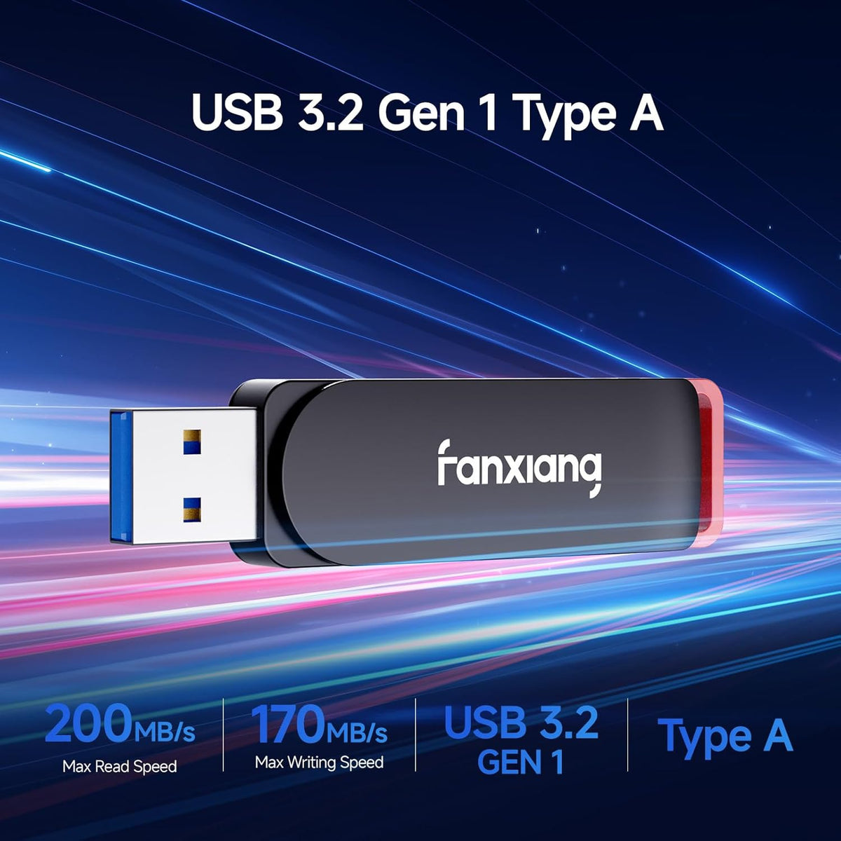 2 Pack 128GB USB Flash Drive, Metal Thumb Drives, USB 3.2 Up to 200MB/s Type A Memory Stick for Storage and Backup, F309