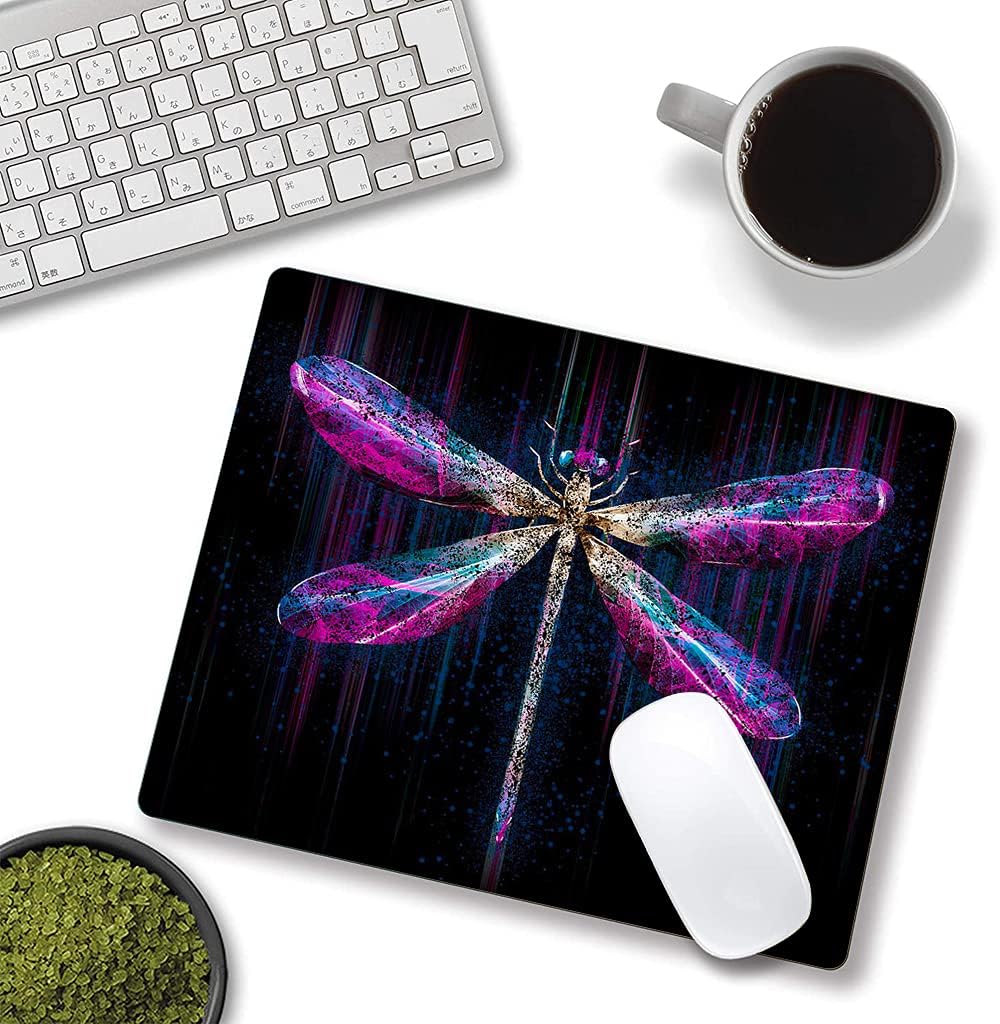Hokafenle Mouse Pad, Purple Dragonfly Mouse Pad, Square Custom Mouse Mat Waterproof Mousepad Non-Slip Rubber Base MousePads for Office Home Laptop