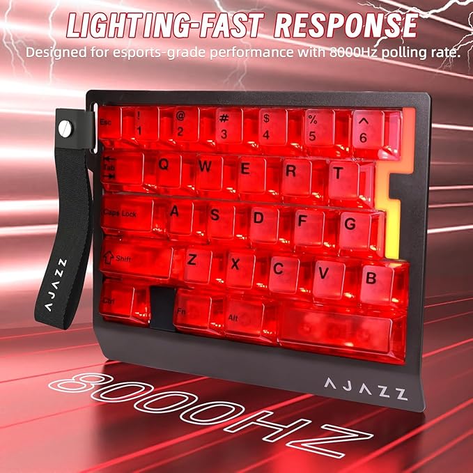 A.JAZZ AK029 Wired 29 Keys One-Handed RGB Gaming Keyboard with 8000HZ0.01mm RT Magnetic Switches Adjustable ActuationHotswappable Mechanical KeyboardAluminum PlateWeb Driver for Gamers-Red