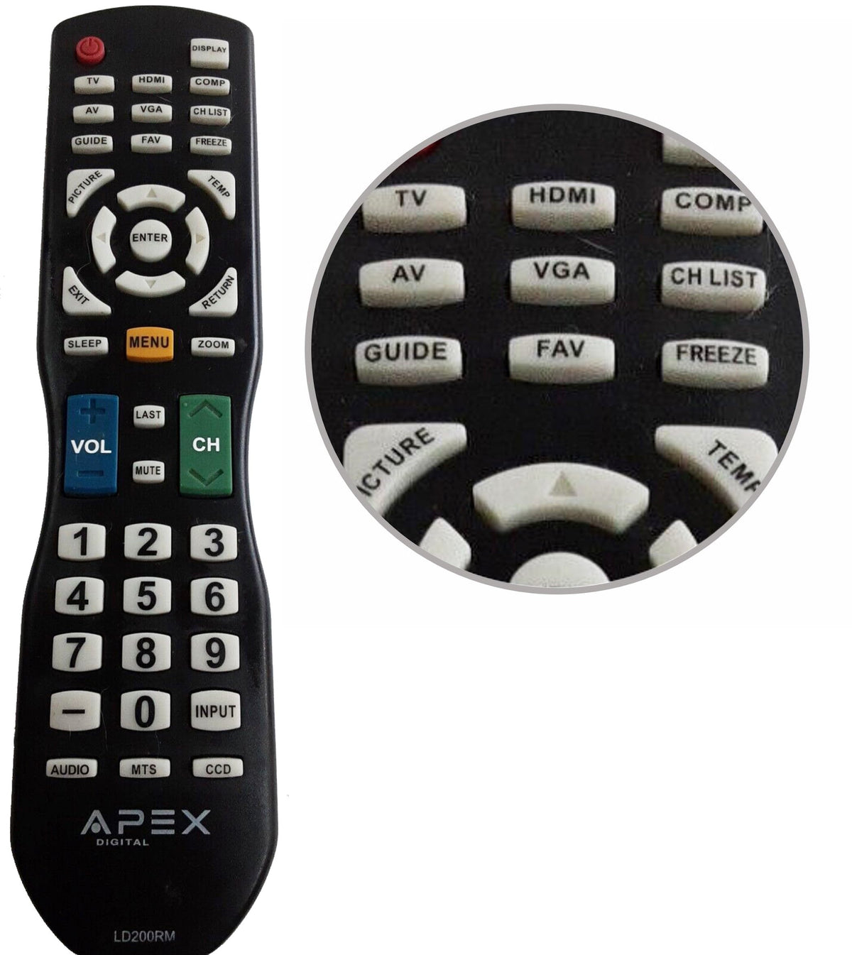 APEX LD200RM Remote Control for all APEX LCD & LED TV for selected models only
