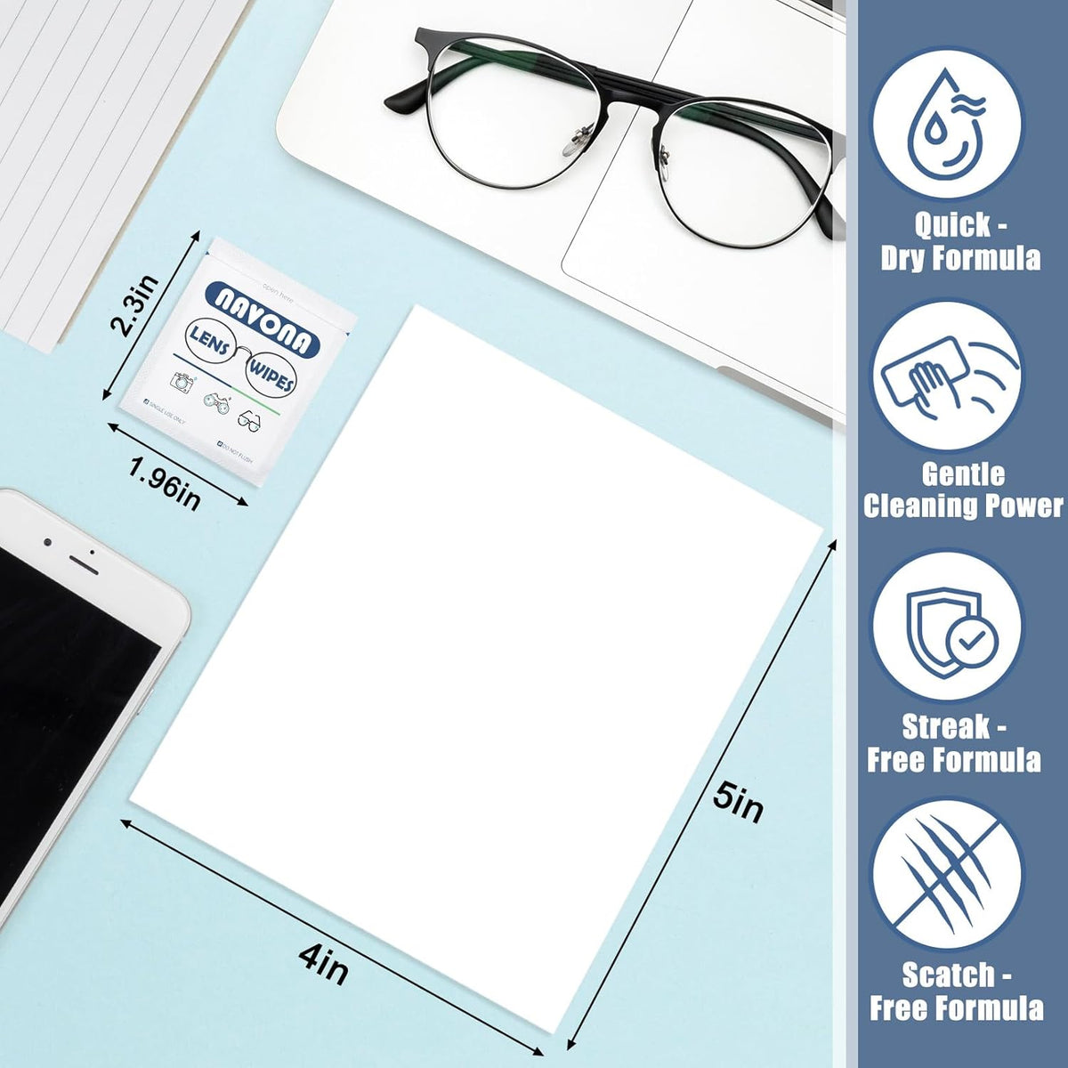 1000 Count Lens Wipes for Eyeglasses – Pre-Moistened, Individually Wrapped Eyeglass Cleaning Wipes – Scratch-Free, Streak-Free Glasses Cleaner Wipes for Sunglasses & Camera Lens – Bulk Pack