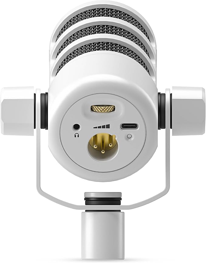 Rode PodMic USB Dynamic Broadcast Microphone (White) with Rode Desk Stand 2 (DS2) and XLR Cable