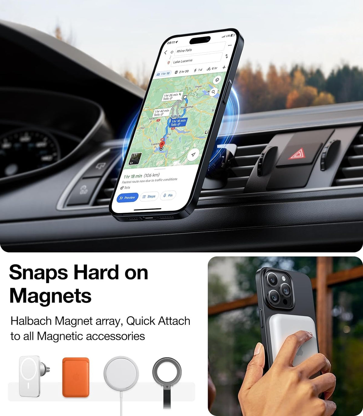 TORRAS Magnetic Slim-Fit Case for iPhone 14 Pro Max, Ultra-Thin, Compatible with MagSafe, Matte Hard PC Cover,