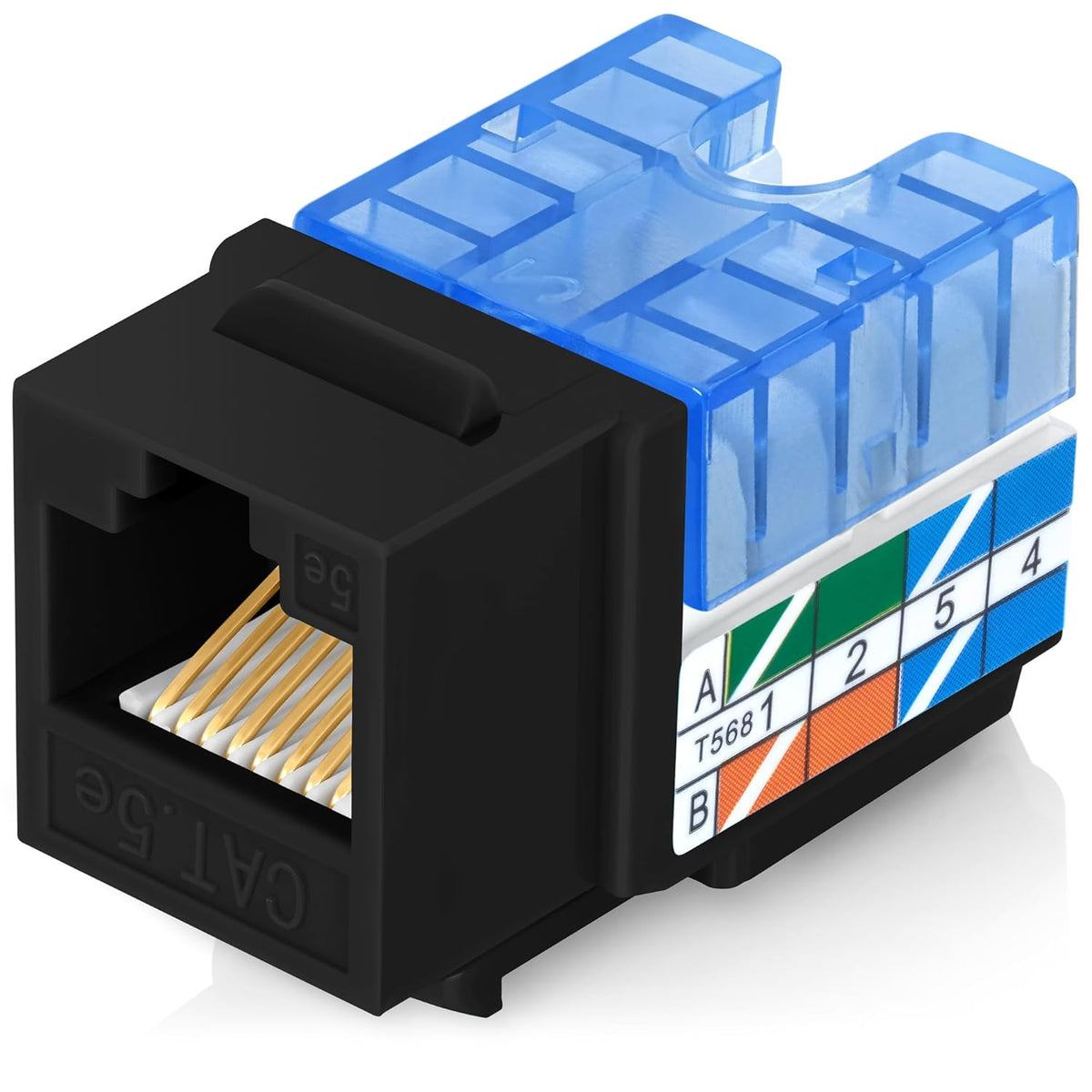 Everest 90° Angled RJ45 Cat5e Keystone Jacks 50-Pack in Black - Slim Profile Female RJ45 Connectors - Cat 5e Keystone Jack - Compatible with 90° Angled Speed Termination Tool - easyJACK (B094WB91H3)