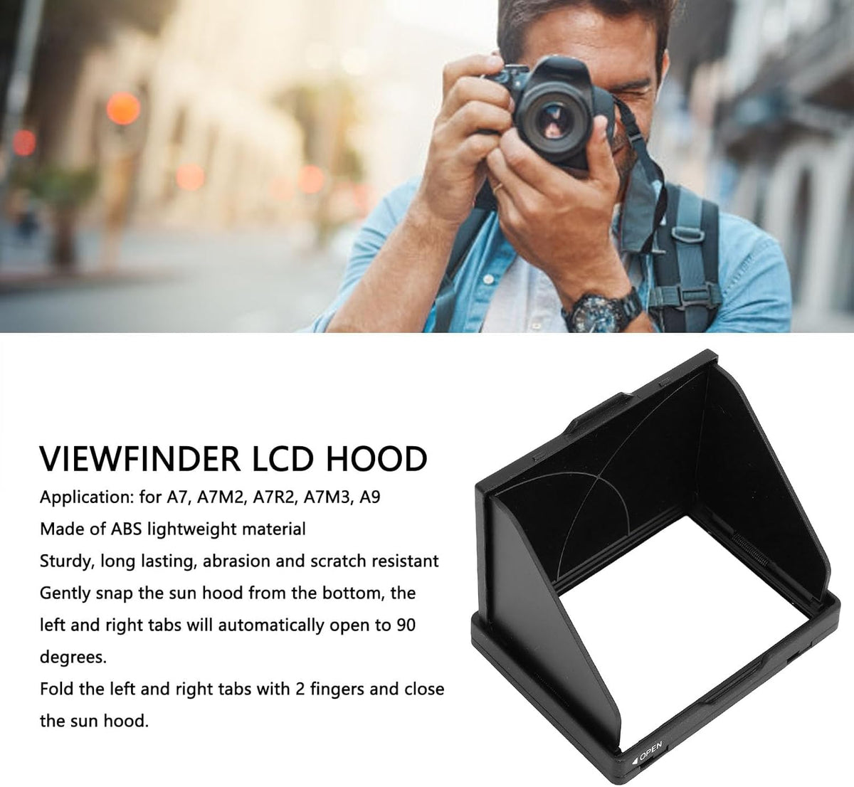 Hood,3'' A7 A7M2 A7R2 A7M3 A9 LCD Sun Shade Sun Screen Hood Sun Hood Sunshade Folding Camera LCD Viewfinder Screen