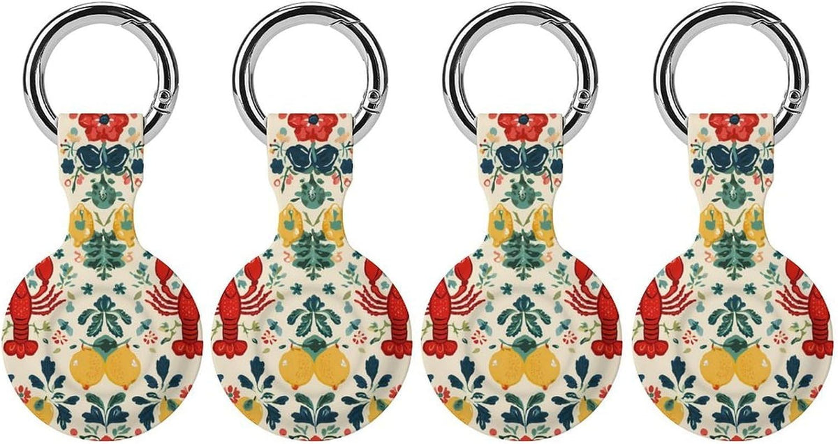 Generic Vintage Lobster Floral Case Compatible with Airtag Holder Keyrings Keychains for Keys Luggage Bags