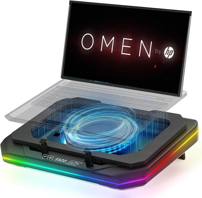 Cooling Pad for Hp Envy Gaming Laptop Cooler with Powerful Turbo Cooling Fan Can Fast Cooling CPU+GPU 40°C Variable Speed6 RGB Light