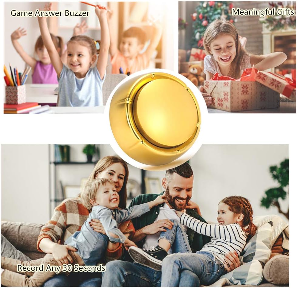 Neutral Recordable Sound Button – 30 Second Recording Button for Your Own Message (Golden)