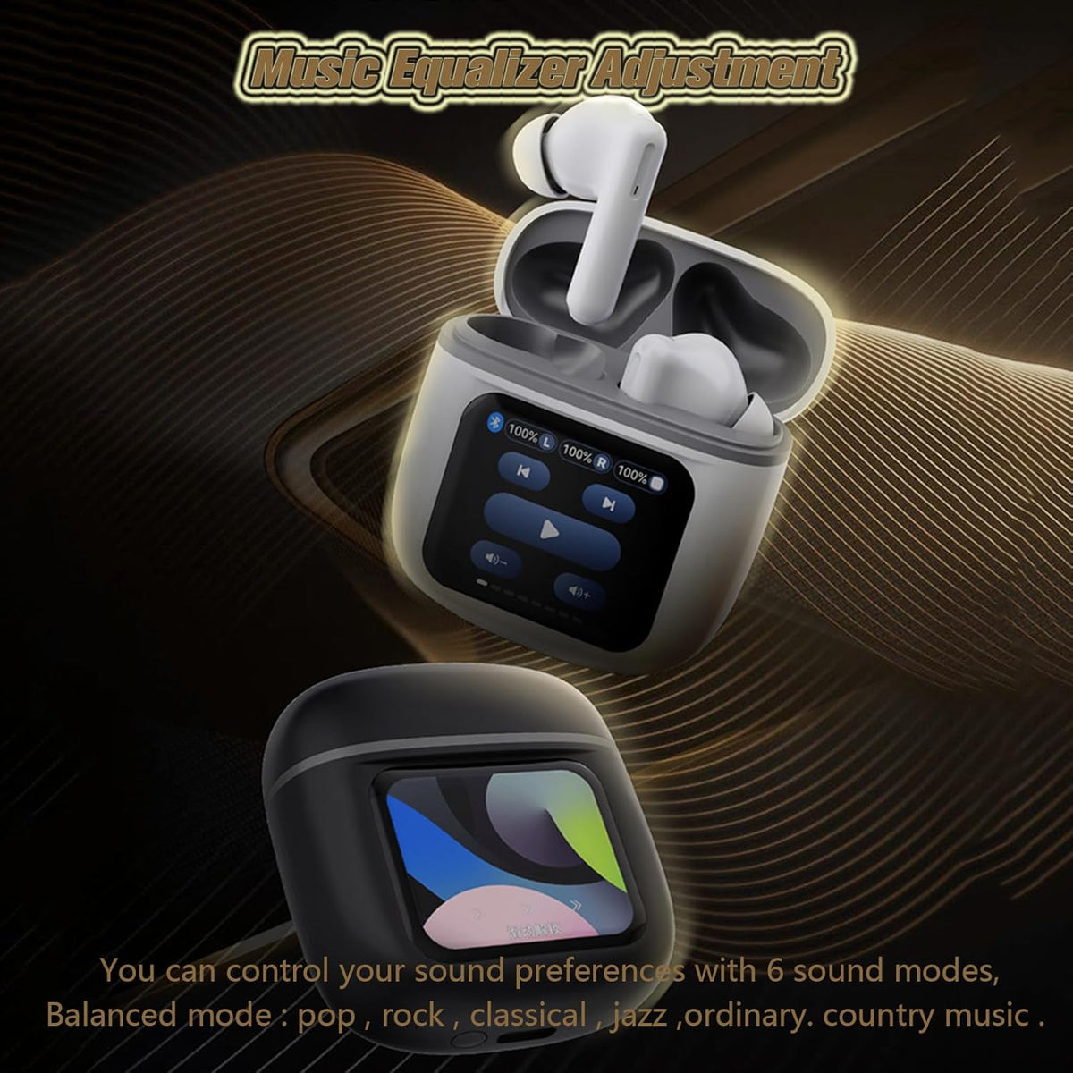 Touch Screen Earbuds TWS Bluetooth, Wireless Blue Tooth Ear Buds for iPhone Android, Small Ears Earphones