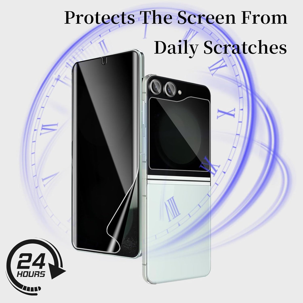 Samsung Galaxy Z Flip 6 Privacy Screen Protector [6 Pack], 2 Pack Internal Anti-Spy Film + 2 Pack Outer Privacy Glass +