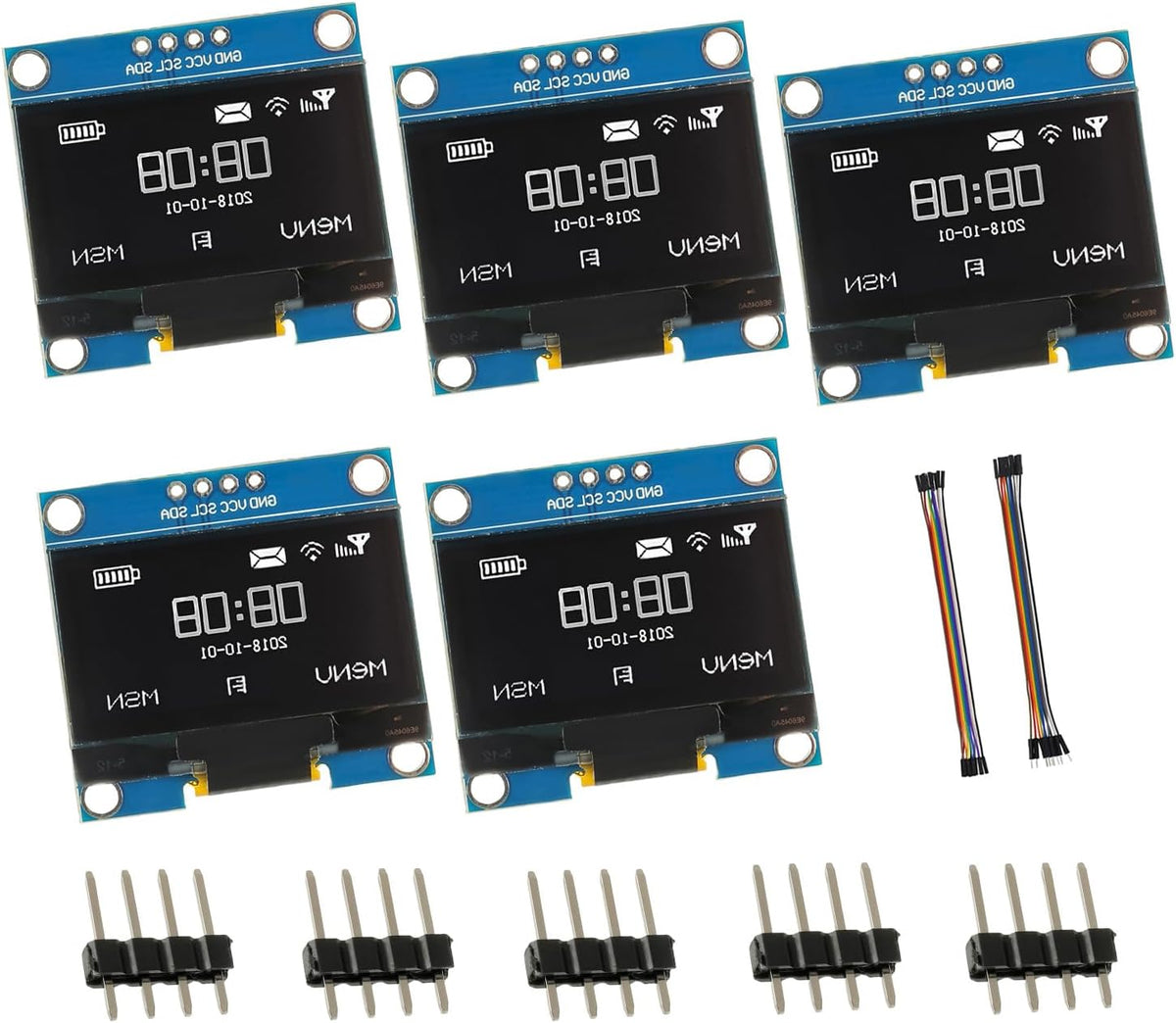 EPLZON 5 Pack 1.3 inch 128x64 OLED IIC Display Module Pixel Mini Self-Luminous Display Screen Board for Arduino