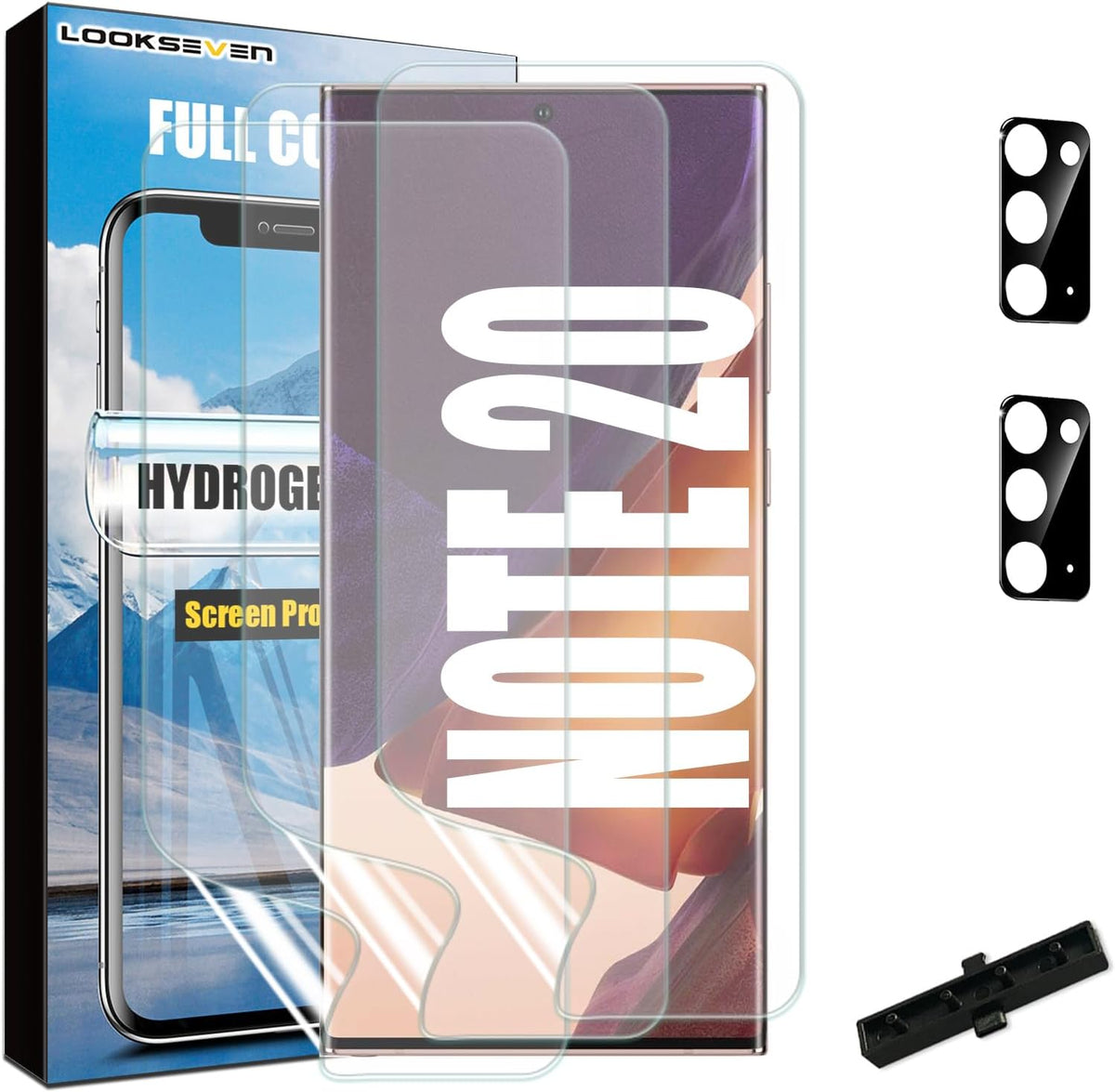 [3+2 Pack] Samsung Galaxy Note 20 Hydrogel Film Screen Protector + Tempered Glass Camera Lens Protector