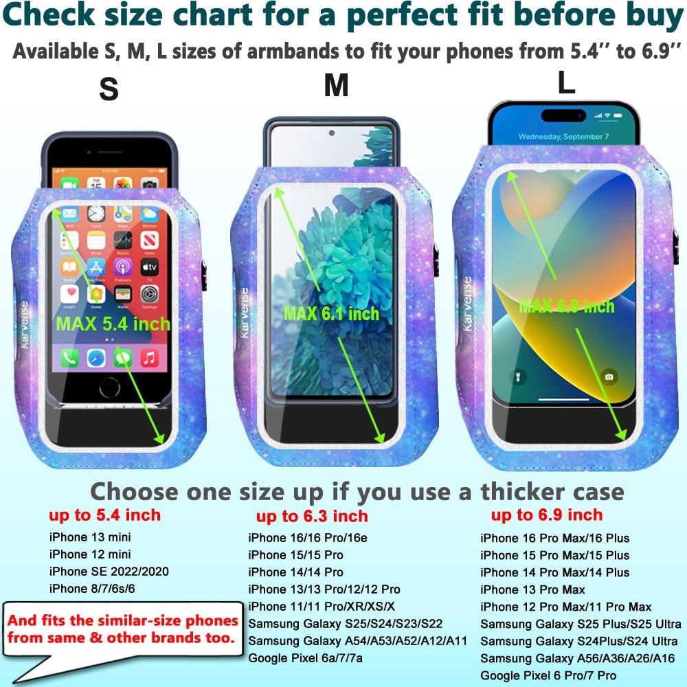 Arm Band for Phone for Running, Phone Holder for Running for iPhone & Samsung Galaxy, Cell Phone Armband Holder for Walking, Gym, Workout, w/Adjustable Strap & Zipper Pocket (Purple-S)