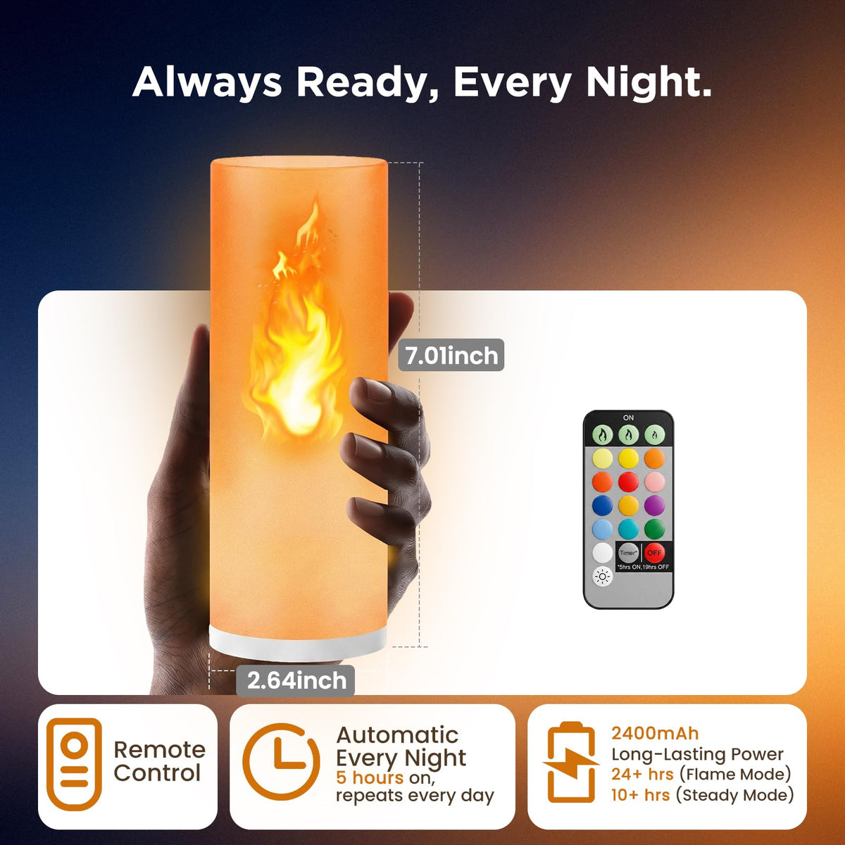 Hompavo Gen2 Rechargeable LED Flame Lights with Remote & Timer, 13 Color Changing Flameless Candles, 3-Mode Battery Operated Flickering Lights