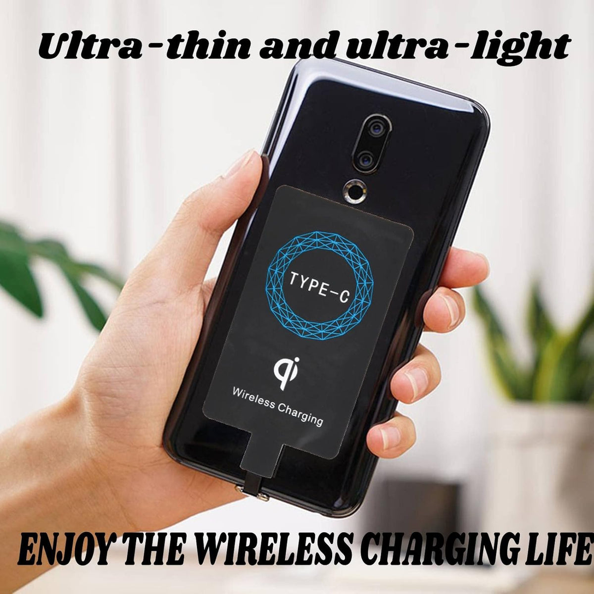 2PCS Universal Ultra Slim Type C Wireless Charger Receiver Module, Qi Receiver for Type C Mobile Phones