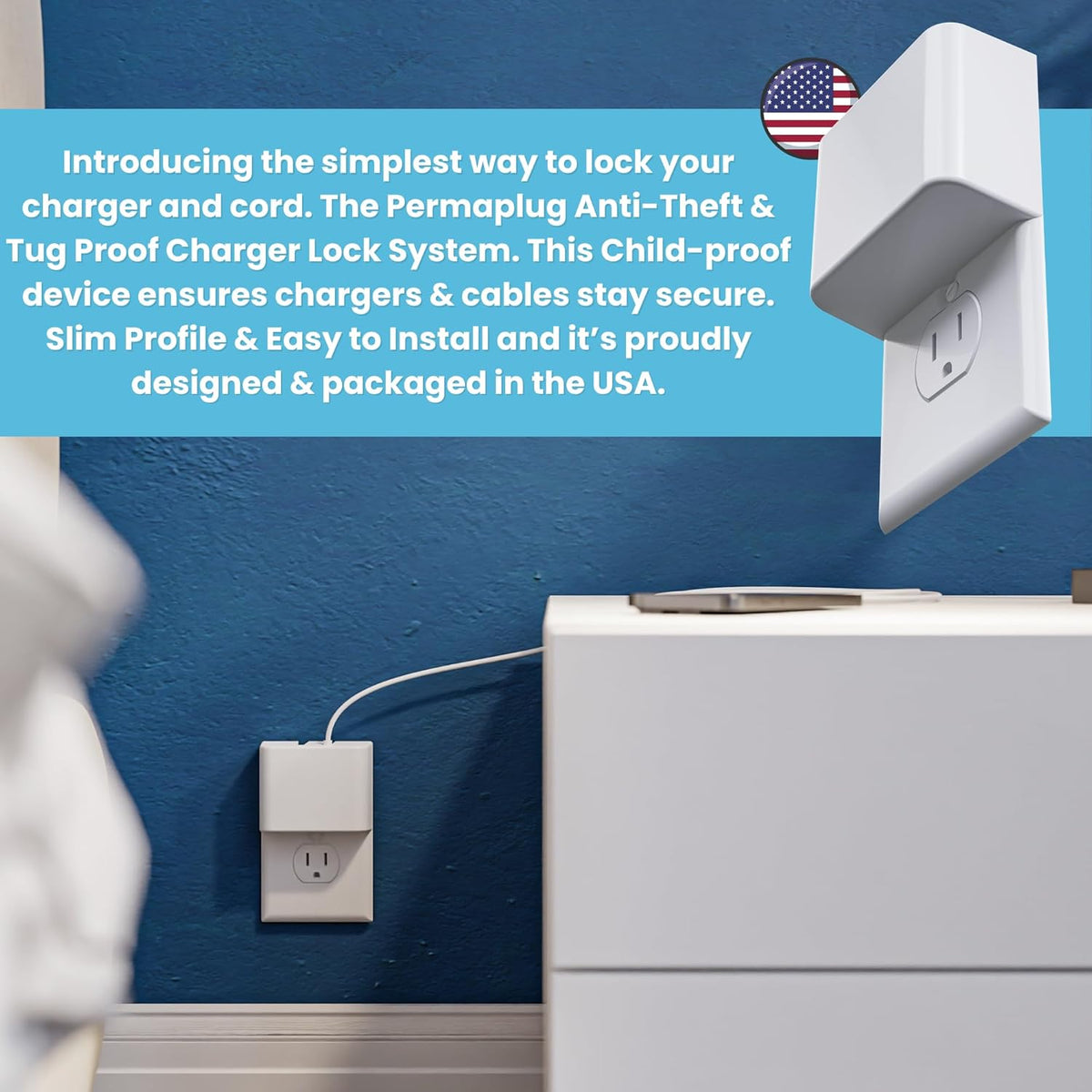 [Charger & Cable Included] Permaplug Anti-Theft Charger Lock, Compatible with iPhone 14/13/12, Safety Device