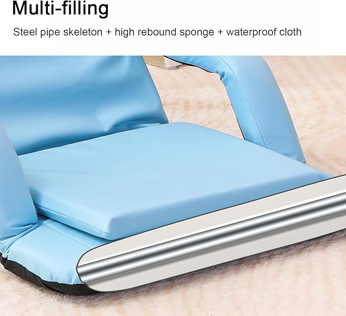 Folding Floor Gaming ChairAdjustable &amp Portable Floor Lazy Sofa Chair with ArmrestBack Support Comfortable Sofa6 Angles Floor Chair for Reading Gaming Meditating (Beige)