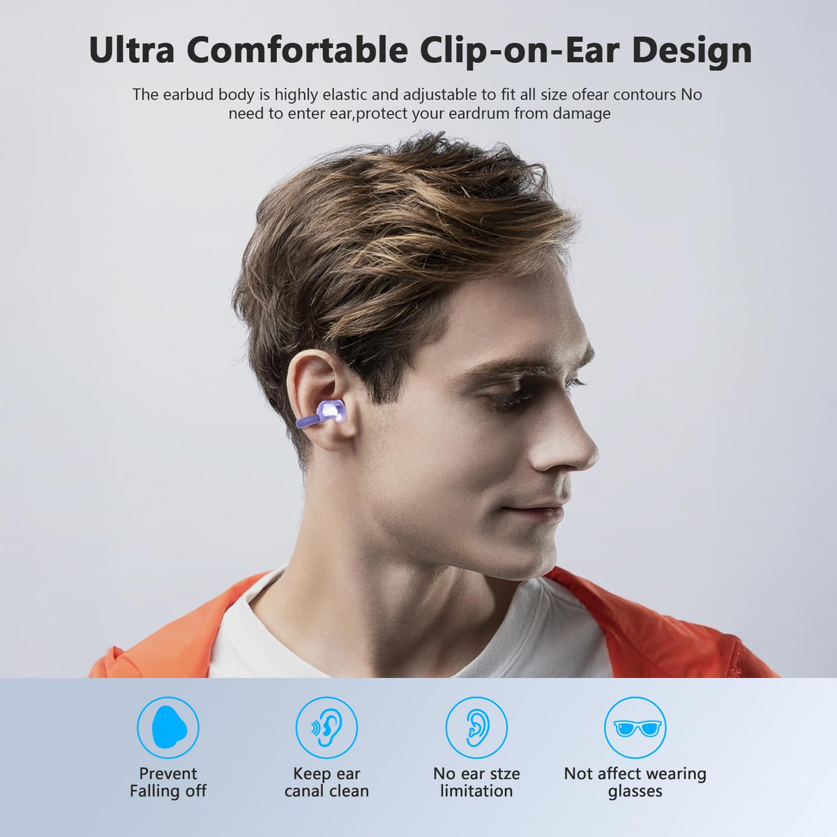 TANFESO Ultra Open Ear Headphones Bluetooth 5.4 Wireless Clip On Earbuds with Digital Display Charging Case 60 Hours Playtime Sport Earphones Built-in