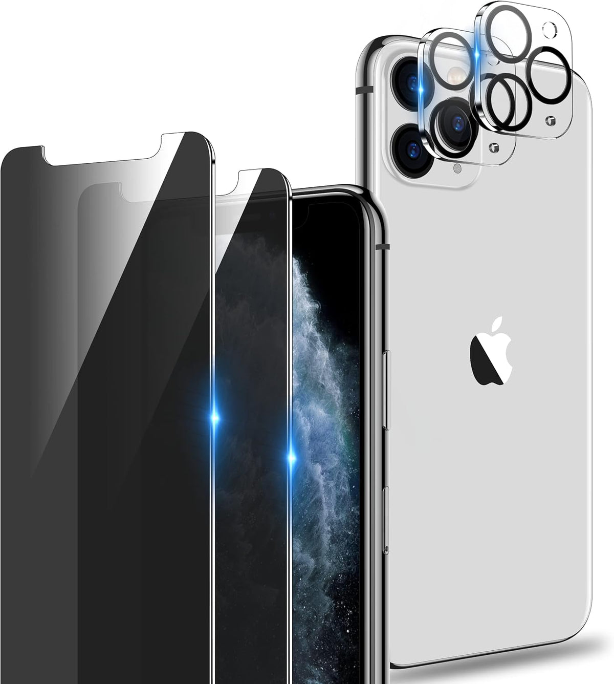 iPhone 11 Pro Max Privacy Screen Protector [2 Pack] with Camera Lens Protector - Anti Spy, 9H Hardness, Easy