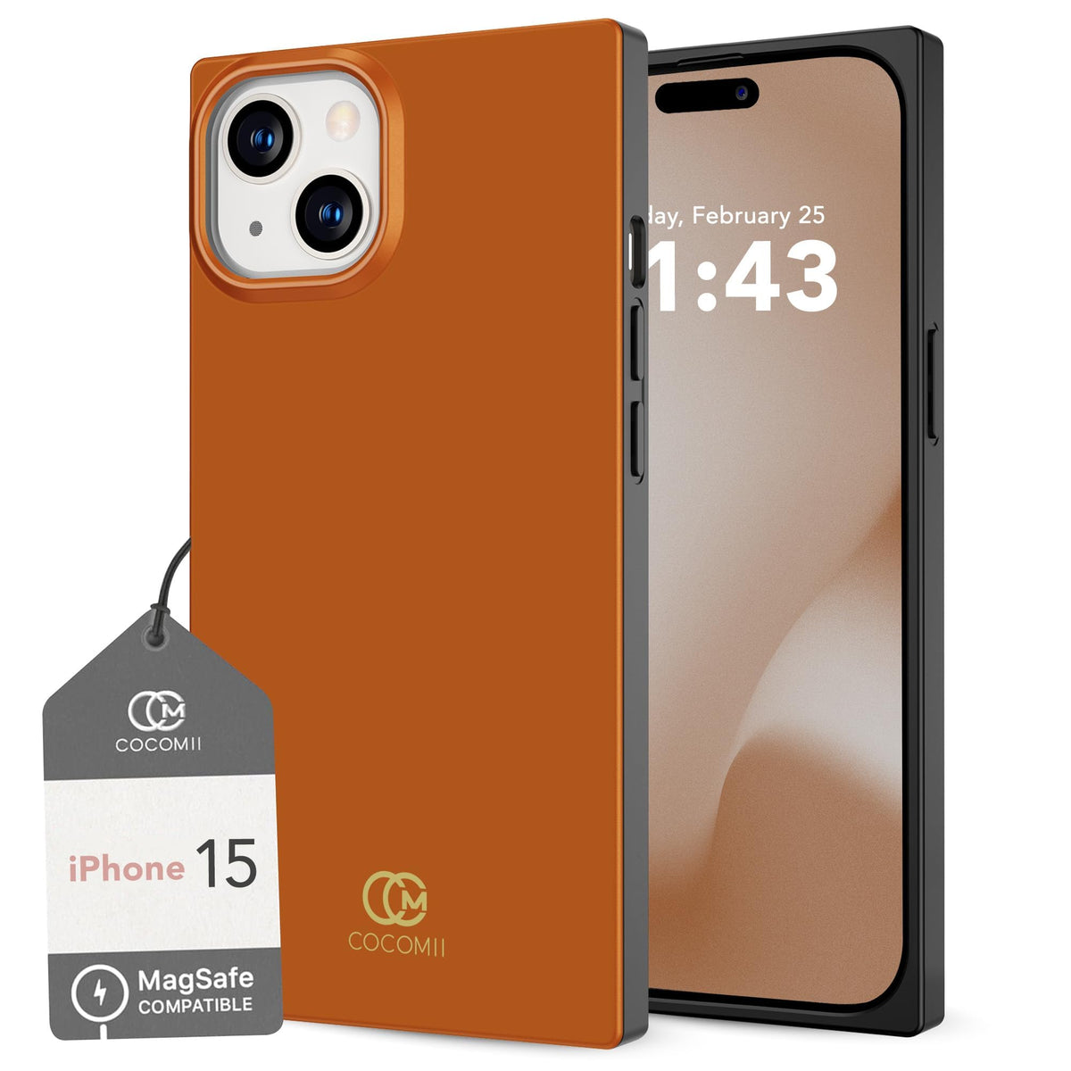 Cocomii Rectangle Case For Iphone 15, Compatible With Magsafe, Matte Toffee
