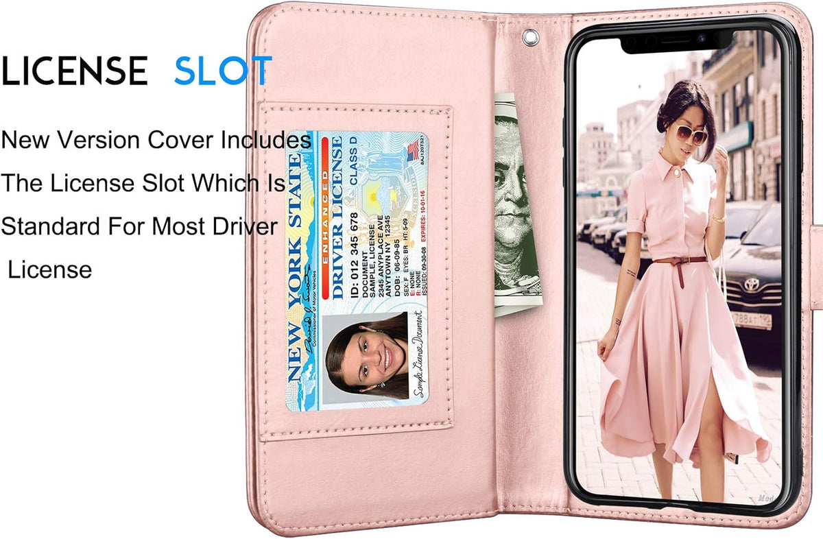Tekcoo Wallet Case for iPhone 11 (6.1 inch) 2019, Luxury ID Cash Credit Card Slots Holder, Rose Gold
