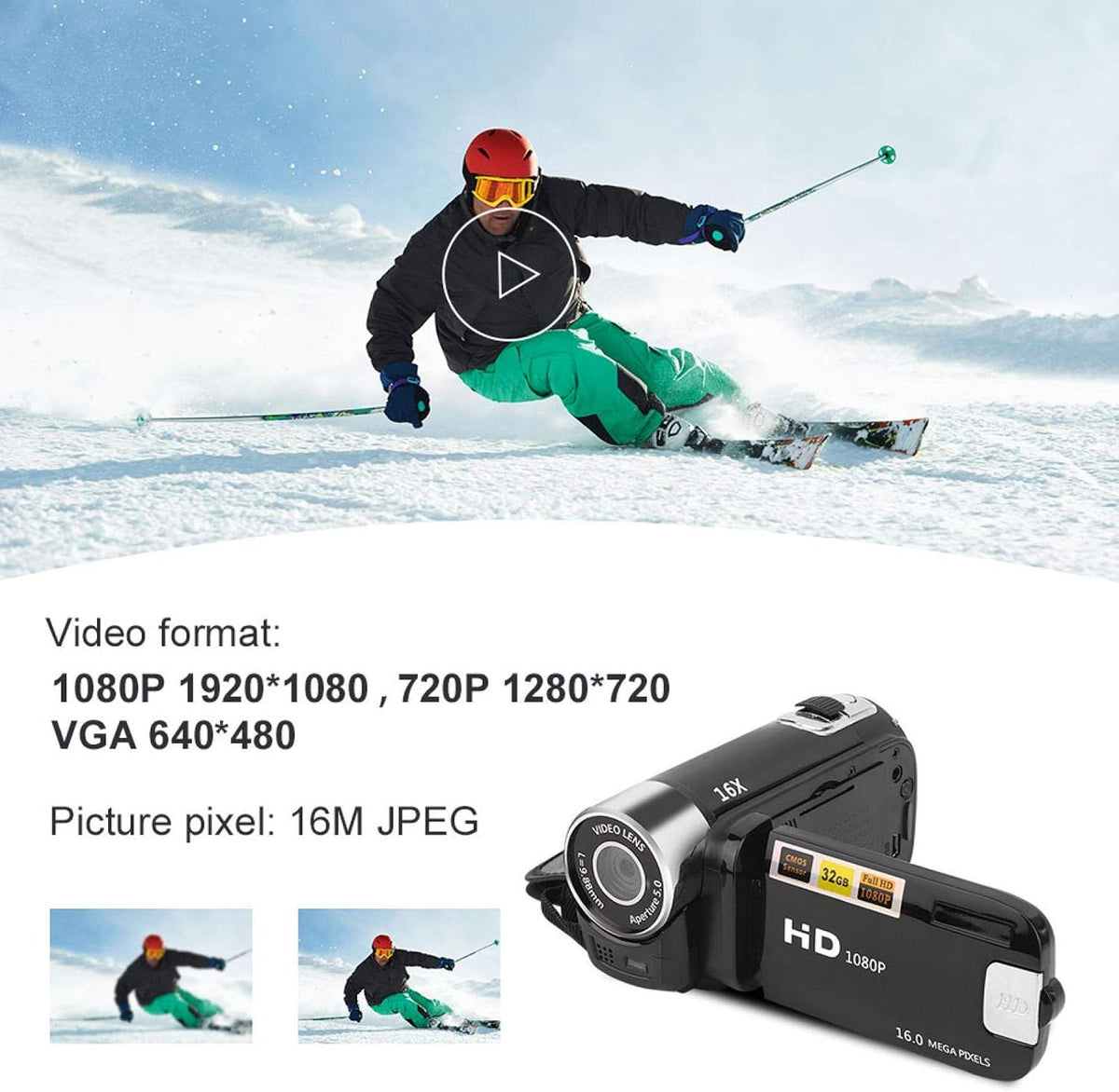 Hilitand 1080P 16MP 2.7 Inch 16X Camcorder, Full HD Video Camera with Digital Camera, Rotating LCD Screen, Digital