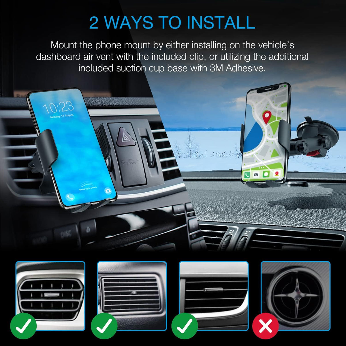X5 Motorized Qi Car Mount - 15W/7.5W Wireless Charging, Auto Sensing Clamping for iPhone, Android & Galaxy Smartphones
