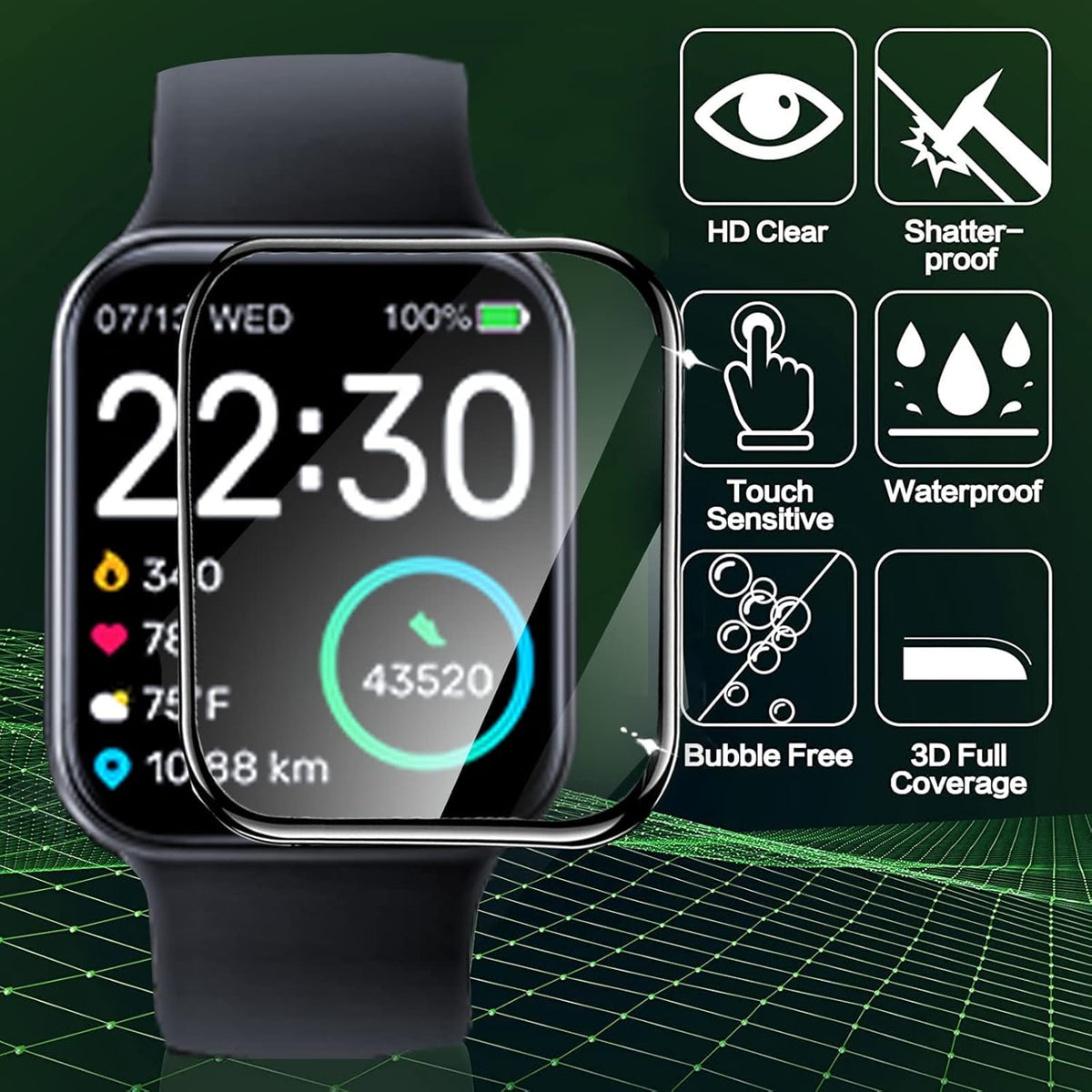 [3 PACK] 3D Full Coverage Screen Protector for TOZO S3 Smart Watch, Compatible with 1.83-inch Smart Watch