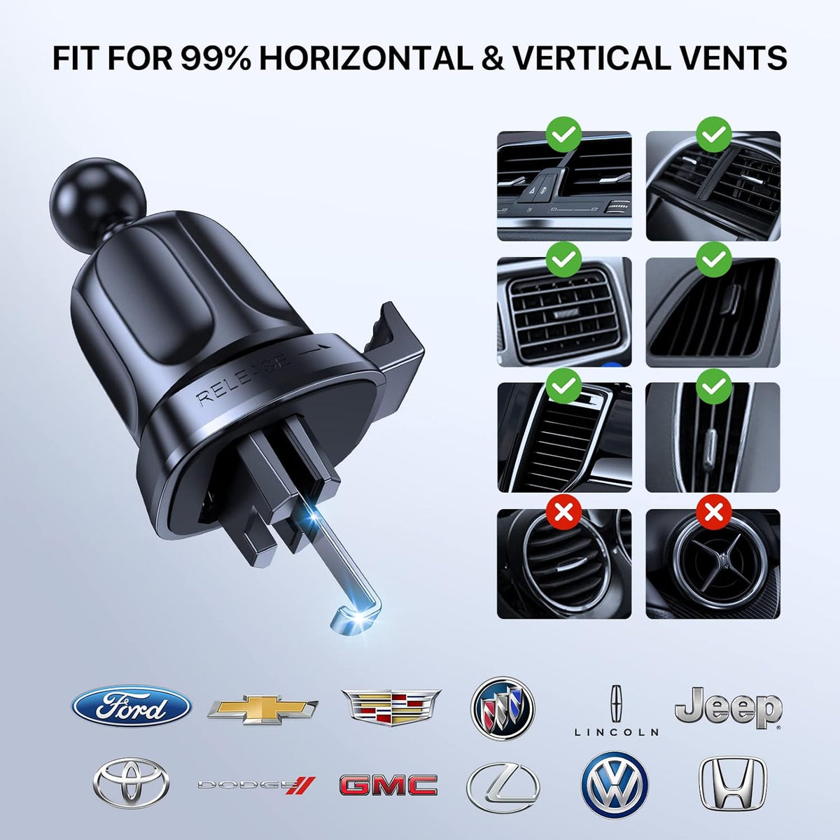 Miracase Upgraded-2nd Generation Universal Phone Holders for Your Car, 3 in 1 Air Vent Car Phone Holder Mount Compatible with iPhone 16/15/14/13/12/11 Series and All Phones