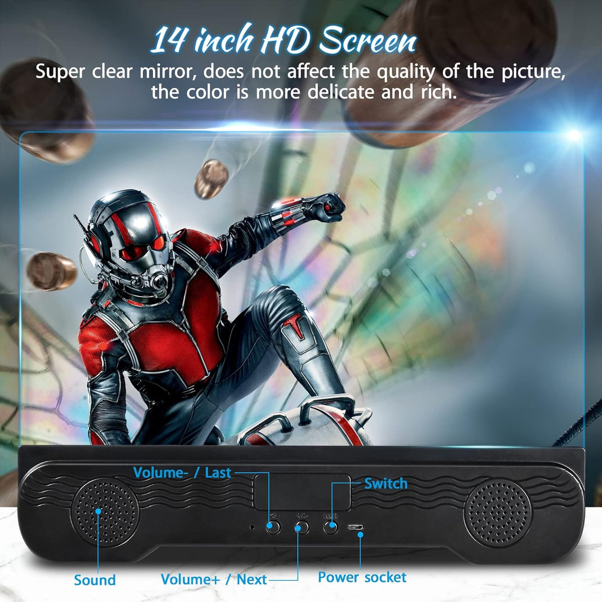 14 inch Phone Screen Magnifier with Bluetooth Speaker, Mobile Phone Screen Amplifier with 2-in-1 Foldable Stretch Stand