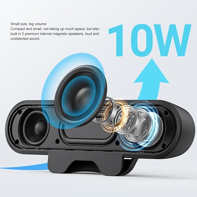Pomya Computer Speakers for Desktop PC USB Powered PC Speaker with Spring Clamp Stereo Loud Sound Volume Control Laptop Speaker